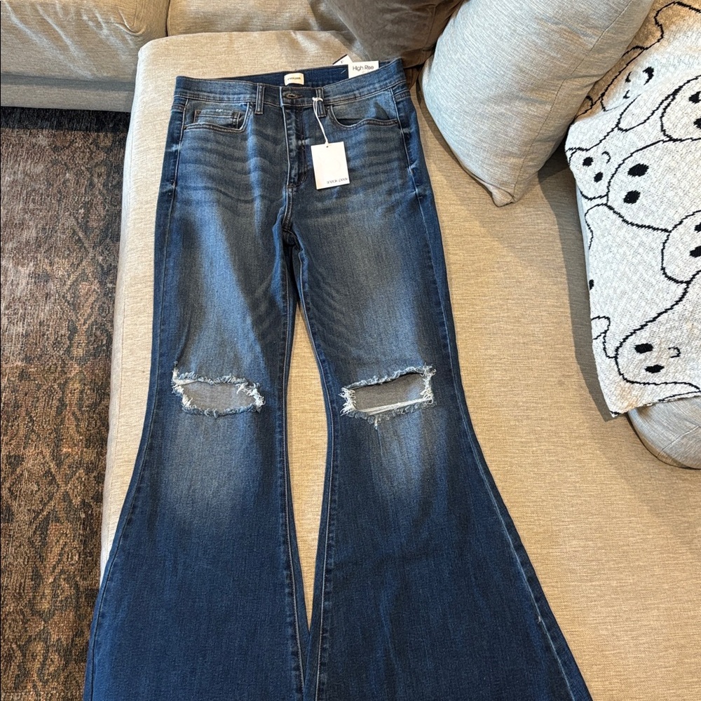 Women’s Bell Bottom Distressed Jeans